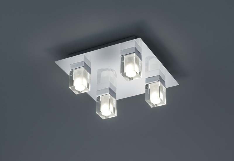 Plafonnier salle de bain LED chrome/verre clair - Javillier Luminaires  77400 Saint Thibault des Vignes