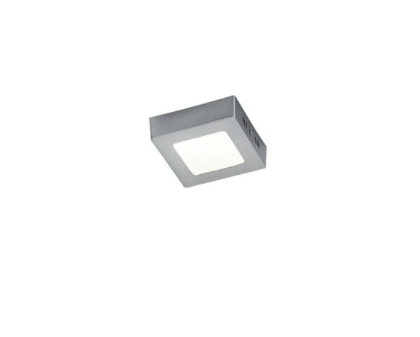 Plafonnier LED carré 12x12 cm nickel mat