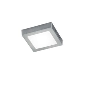 Plafonnier LED carré 17x17 cm nickel mat