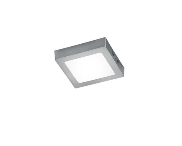 Plafonnier LED carré 17x17 cm nickel mat