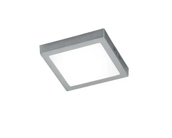 Plafonnier LED carré 22.5x22.5 cm nickel mat