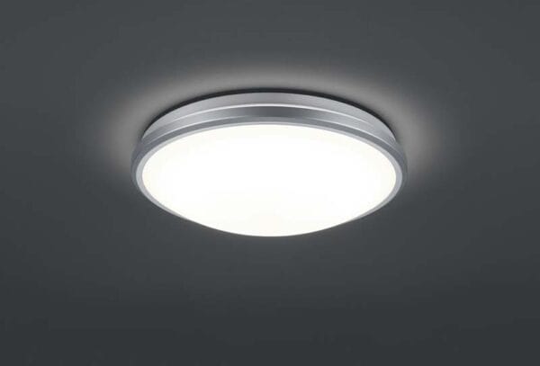 Plafonnier LED rond diamètre 32 cm opale décor gris