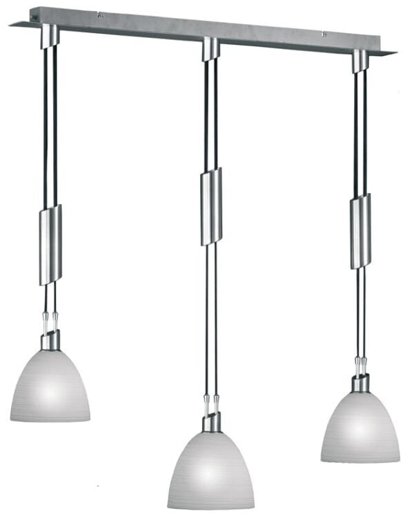 Lustre monte et baisse", nickel verre opale strié."