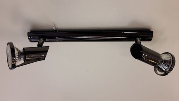 Rampe 2 spots TEX décor chrome noir GU10 compatible LED.