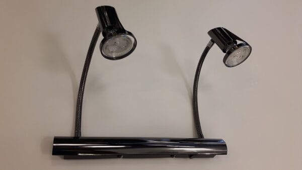 Rampe 2 spots flex TEX décor chrome noir GU10 compatible LED.