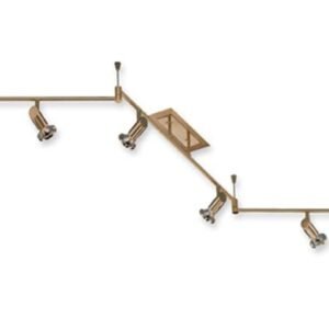 Rampe 6 spots TEX décor laiton patiné GU10 compatible LED.