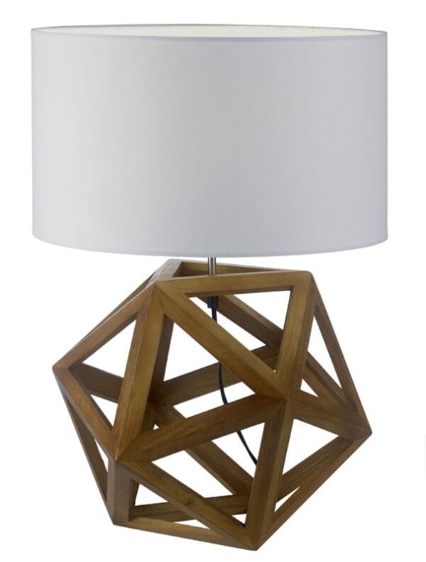 Lampe bois naturel abat-jour écru