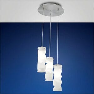 Suspension MELT 3 lumières nickel verre opale