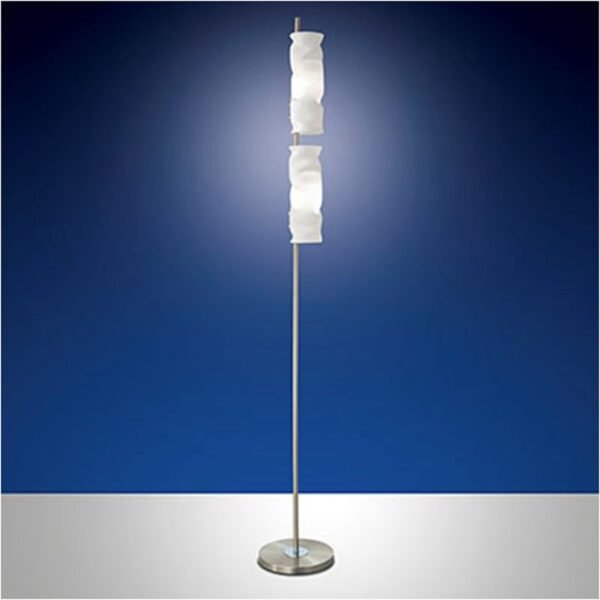 Lampadaire MELT 2 lumières nickel verre opale