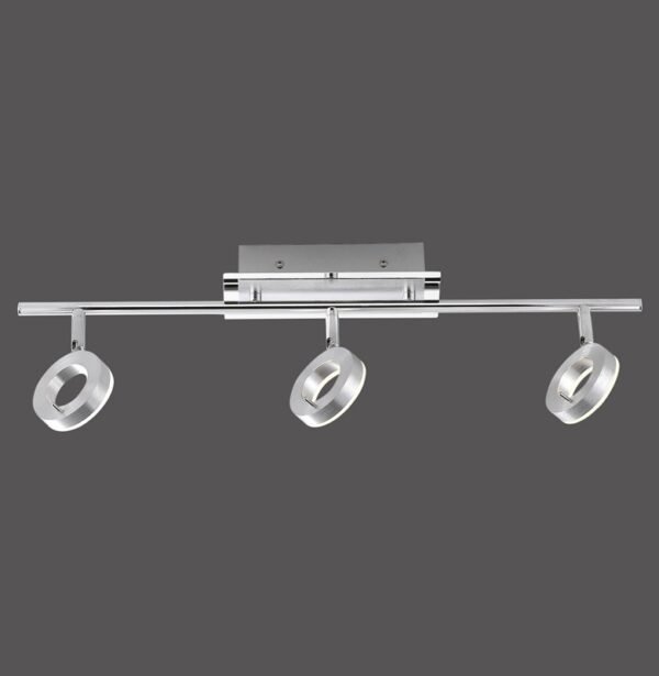 Rampe 3 spots LED acier/chrome