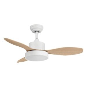 Ventilateur à pales finition bois clair/blanc
