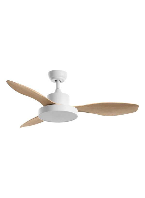 Ventilateur à pales finition bois clair/blanc