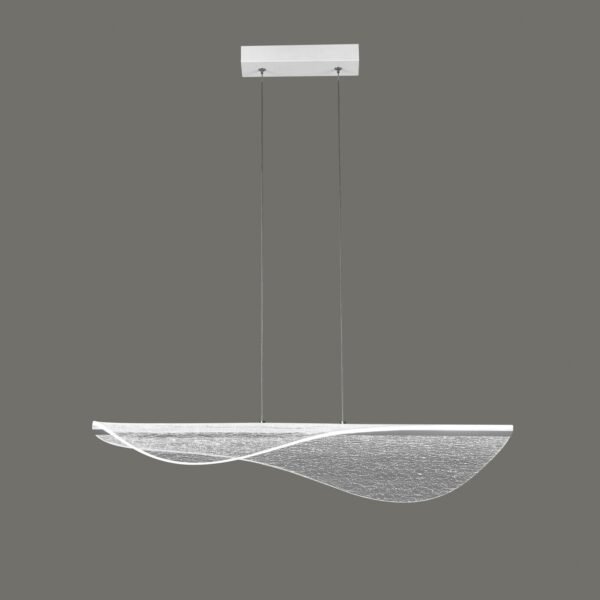 Suspension LED métal blanc acrylique décoré