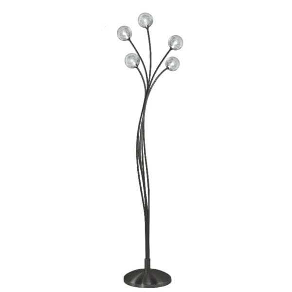 Lampadaire 5 lumières laiton massif nickelé