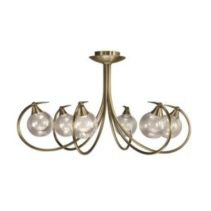 Lustre 6 lumières laiton massif bruni