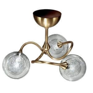 Plafonnier POMPEI 3 lumières laiton massif bruni