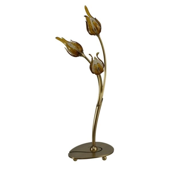 Lampe 3 lumières laiton massif bruni