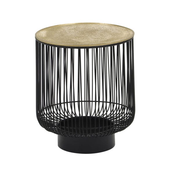 Guéridon métal noir aluminium doré 41x46 cm