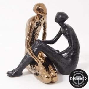 Sculpture couple céramique dorée et noire