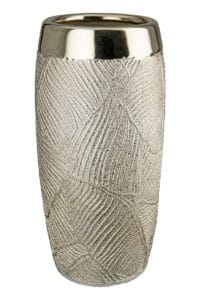 Vase céramique décor doré et champagne Ht 23 cm