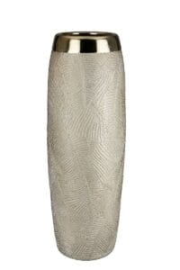 Vase céramique décor doré et champagne Ht 40 cm
