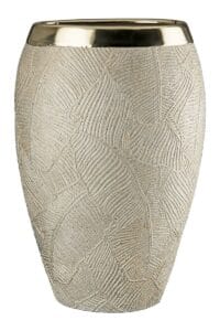 Vase céramique décor doré et champagne Ht 35 cm