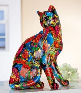 Chat résine pop art