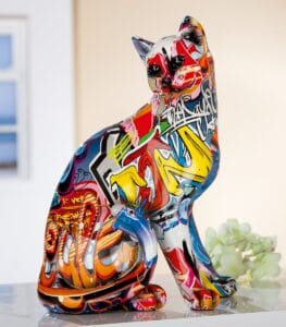 Chat résine pop art