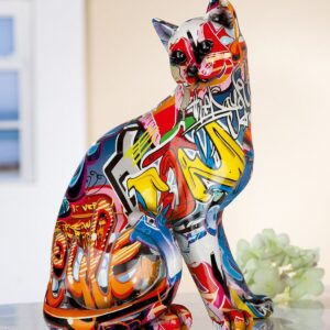 Chat résine pop art