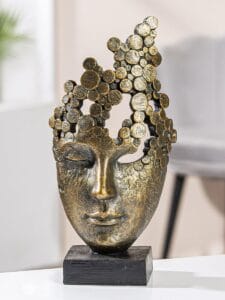 Sculpture visage femme couleur bronze