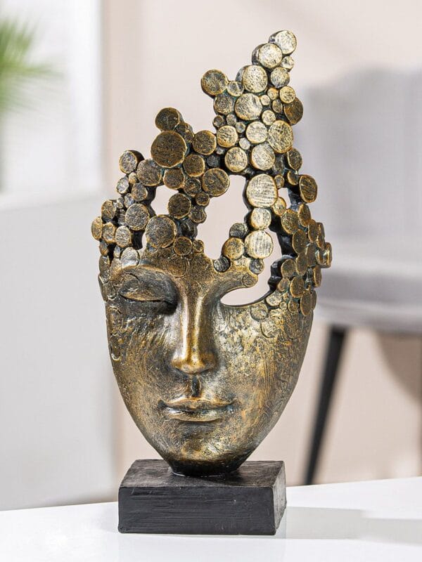 Sculpture visage femme couleur bronze