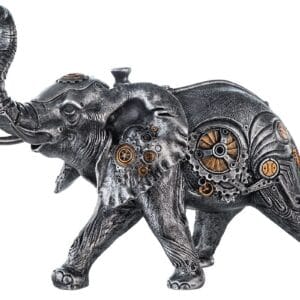 Sculpture Steampunk éléphant argenté