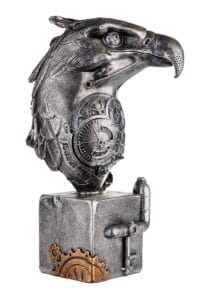 Sculpture Steampunk aigle argenté