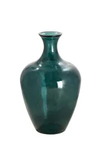 Vase de sol verre bleu pétrole