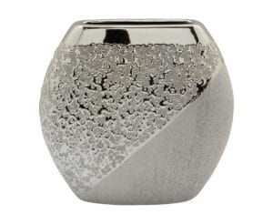 Vase céramique décor argent et chrome Ht 25 cm