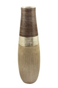 Vase céramique beige, marron et doré Ht 46 cm