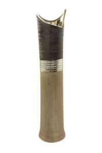 Vase céramique beige, marron et doré Ht 60 cm