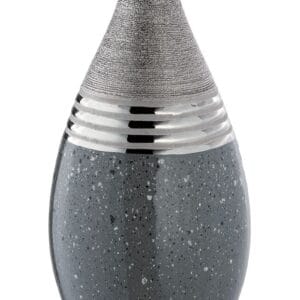 Vase céramique gris, argenté et chrome Ht 34.5 cm