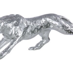 Sculpture guépard couleur argent