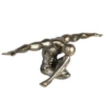 Sculpture athlète nu doré patiné