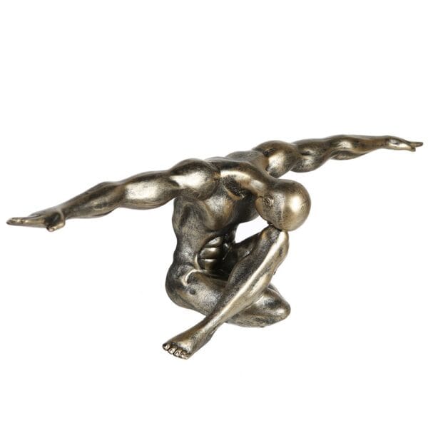 Sculpture athlète nu doré patiné