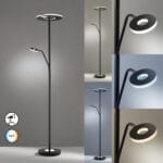 Lampadaire LED avec liseuse métal noir