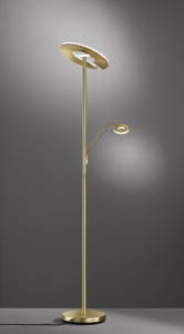 Lampadaire LED avec liseuse métal doré