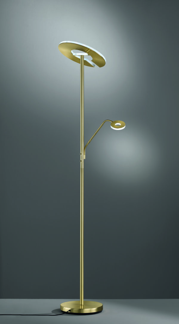 Lampadaire LED avec liseuse métal doré