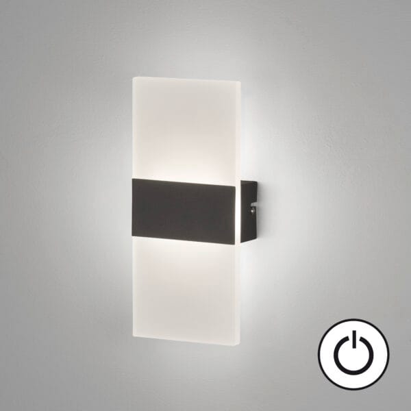 Aplique LED métal noir, acrylique opale