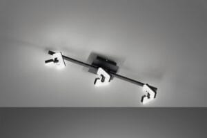 Rampe 3 spots LED métal noir