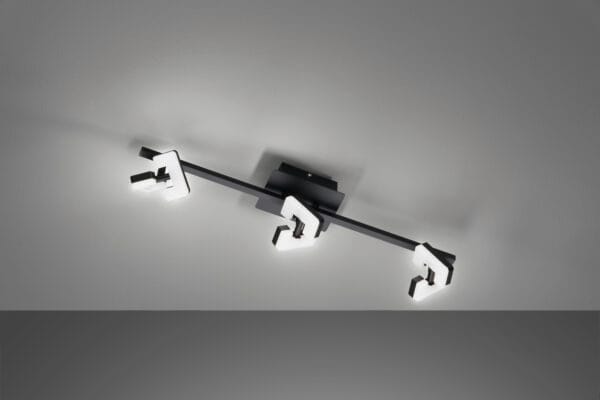 Rampe 3 spots LED métal noir