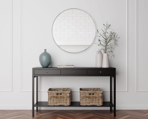 Miroir rond métal argenté D70 cm – Image 2