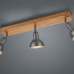 Rampe 3 spots bois et métal E14