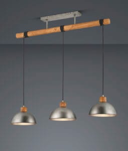 Lustre 3 lumières bois et métal E27